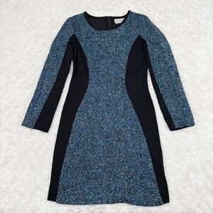 SEA New York Women's 2 Tweed Sheath Dress Long Sleeve Career Wear Blue Black